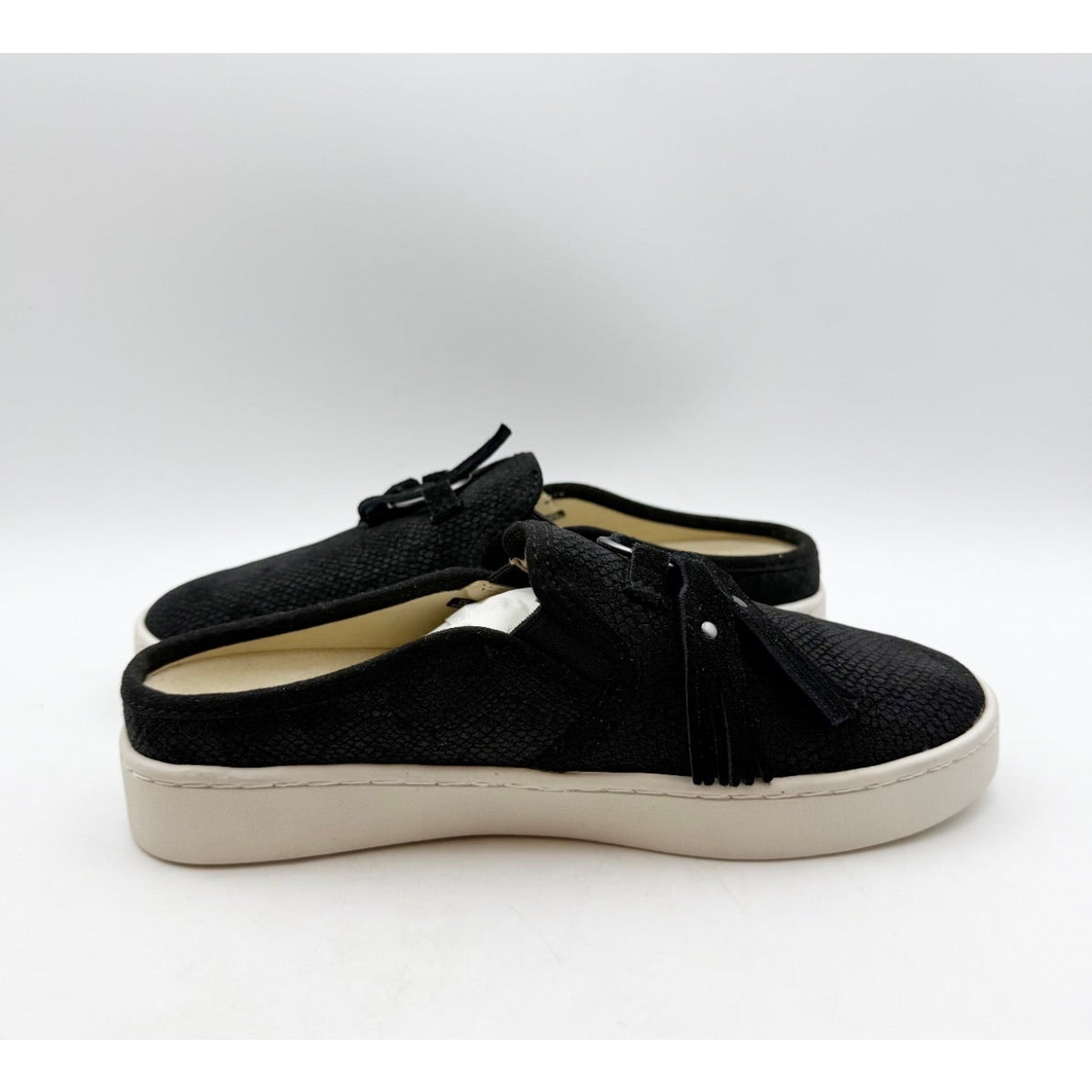 Spenco Women's Bindie Slide Slip On Shoe Size 5 B Black Embossed Suede NIB