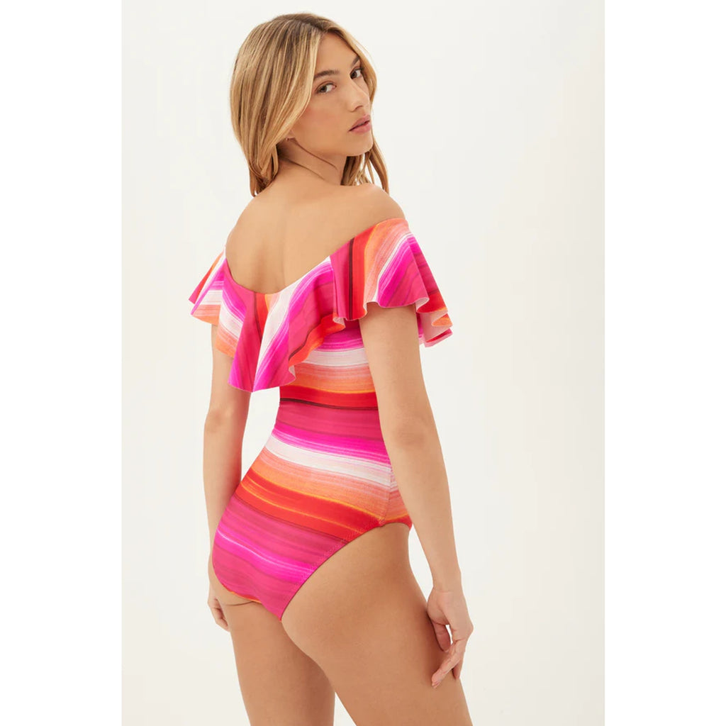 TRINA TURK Womens Solstice One Piece Swimsuit Size 6 Pink Off The Shoulder NWT