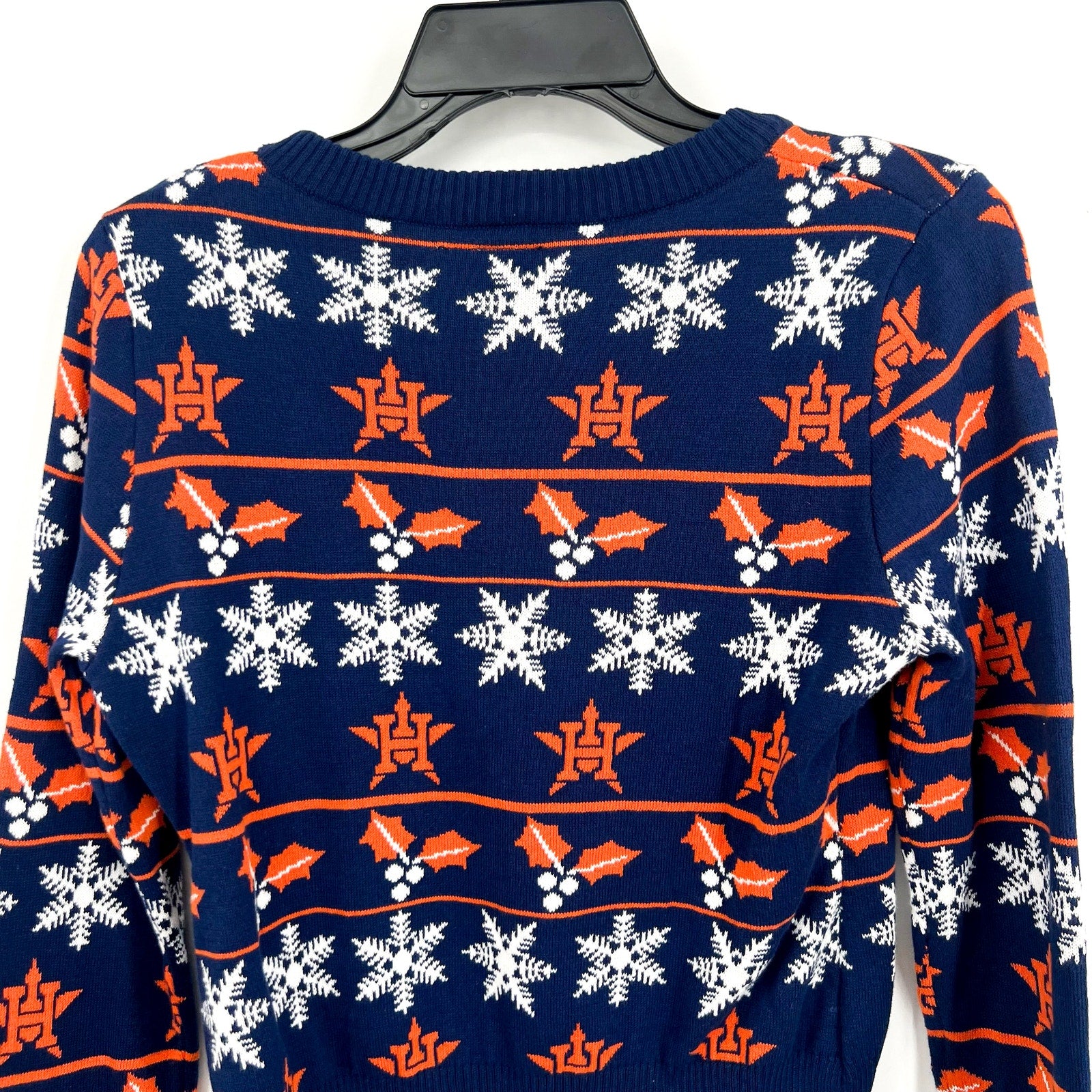 MLB GENUINE MERCHANDISE Womens Houston Astros H Snowflake Sweater Small Navy NWT
