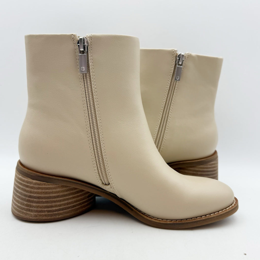 Lucky Brand Womens Cassia Ankle Booties US 6.5 Beige Vanilla Bean Leather NIB