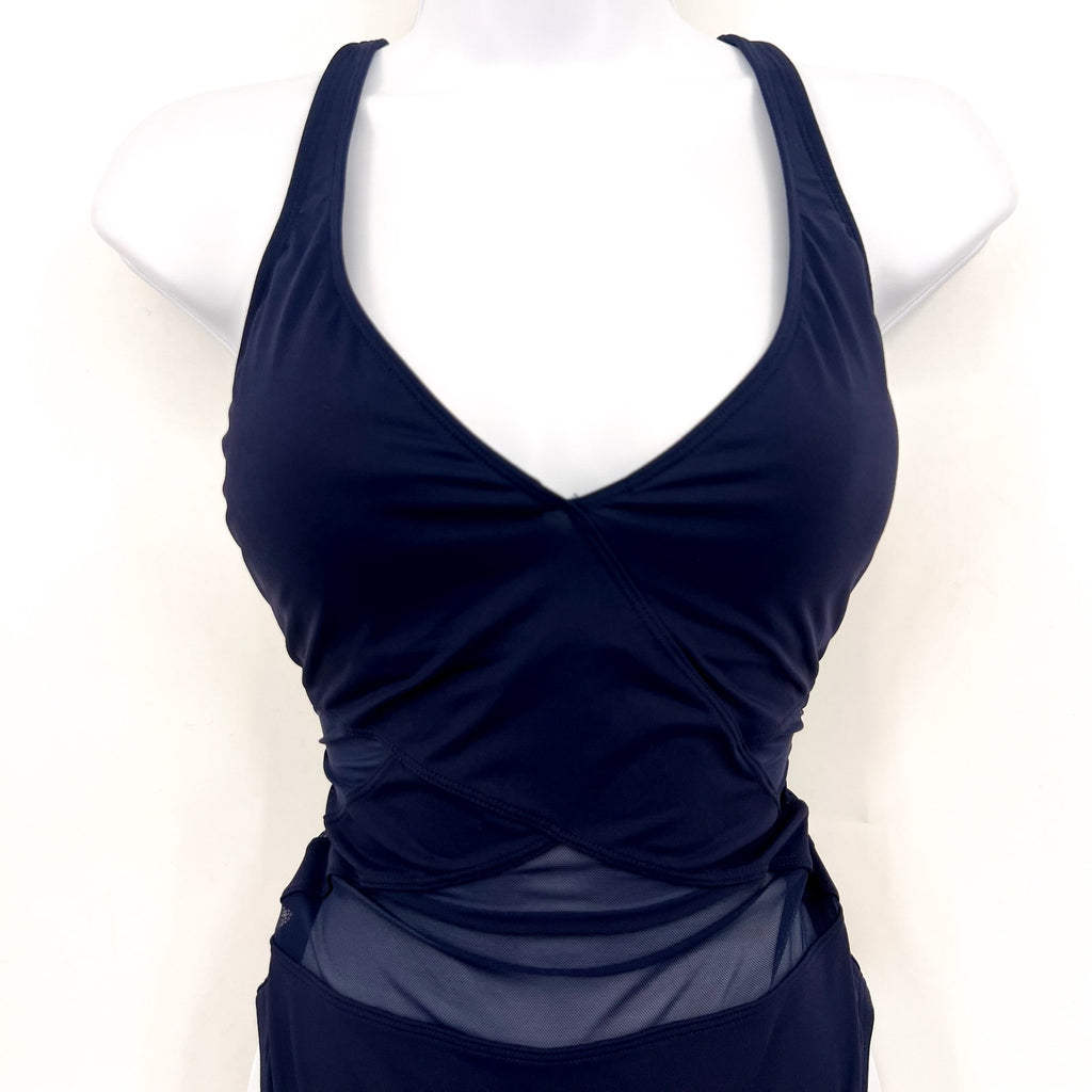 BLEU ROD BEATTIE Don't Mesh With Me One Piece Swimsuit Size 8 Navy Blue NWT