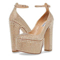 Steve Madden Womens Skyrise Platform Pumps Size 6 M Nude Rhinestone Heels NWOB