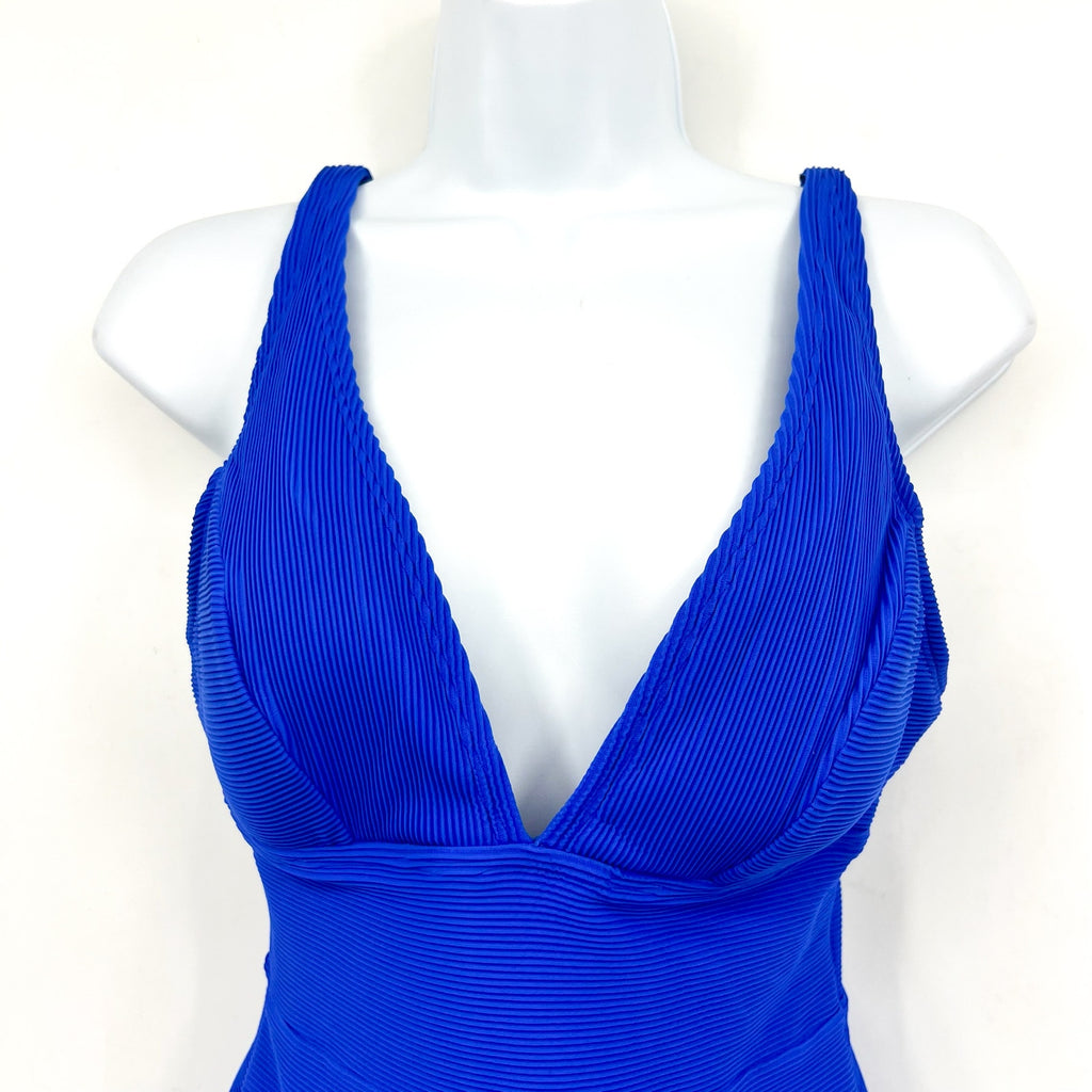 TOMMY BAHAMA Ocean Point V Neck One Piece Swimsuit Size 10 Beach Glass Blue NWT