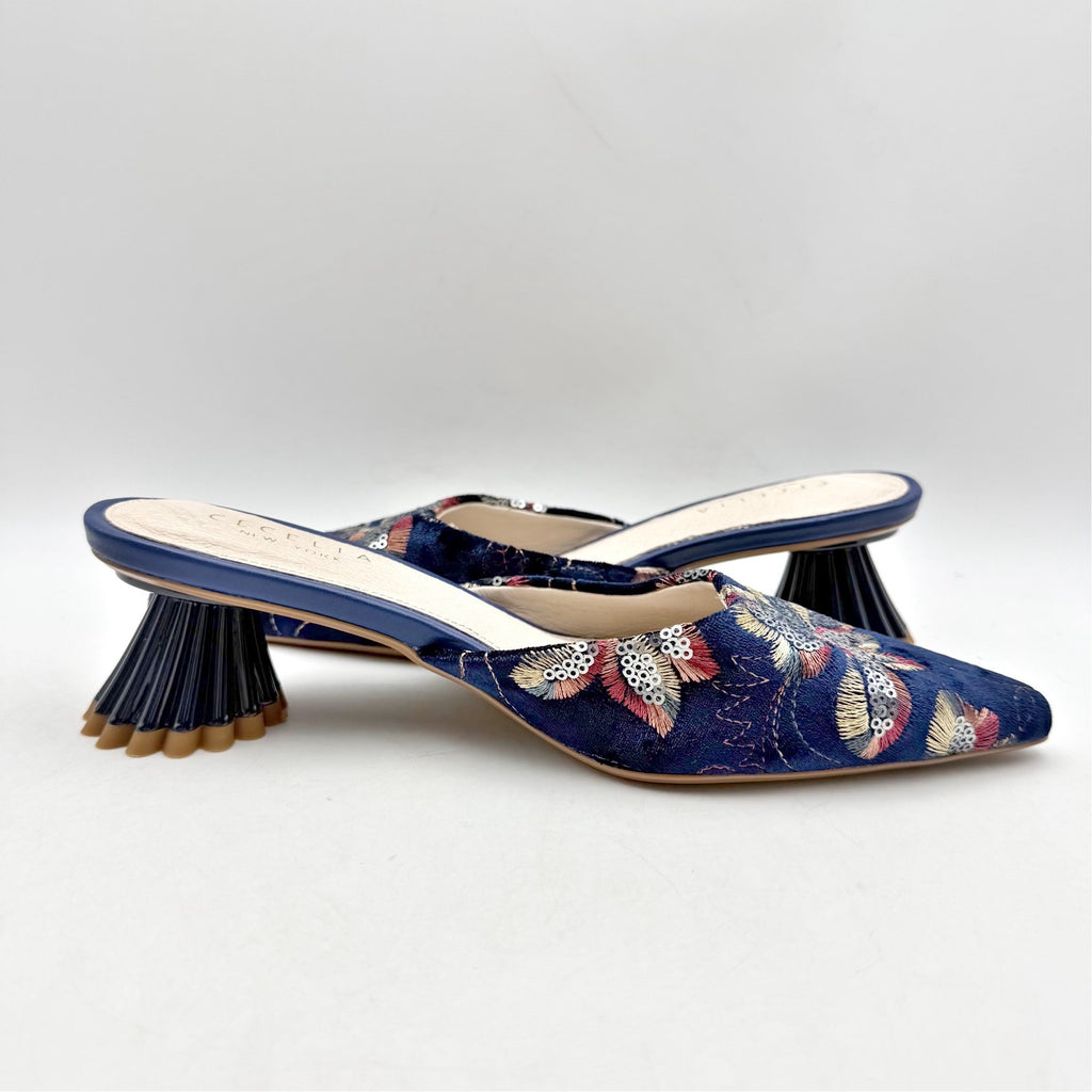 Cecelia New York Womens Melony Heeled Sandals US 6 Blue Sequins NWOB