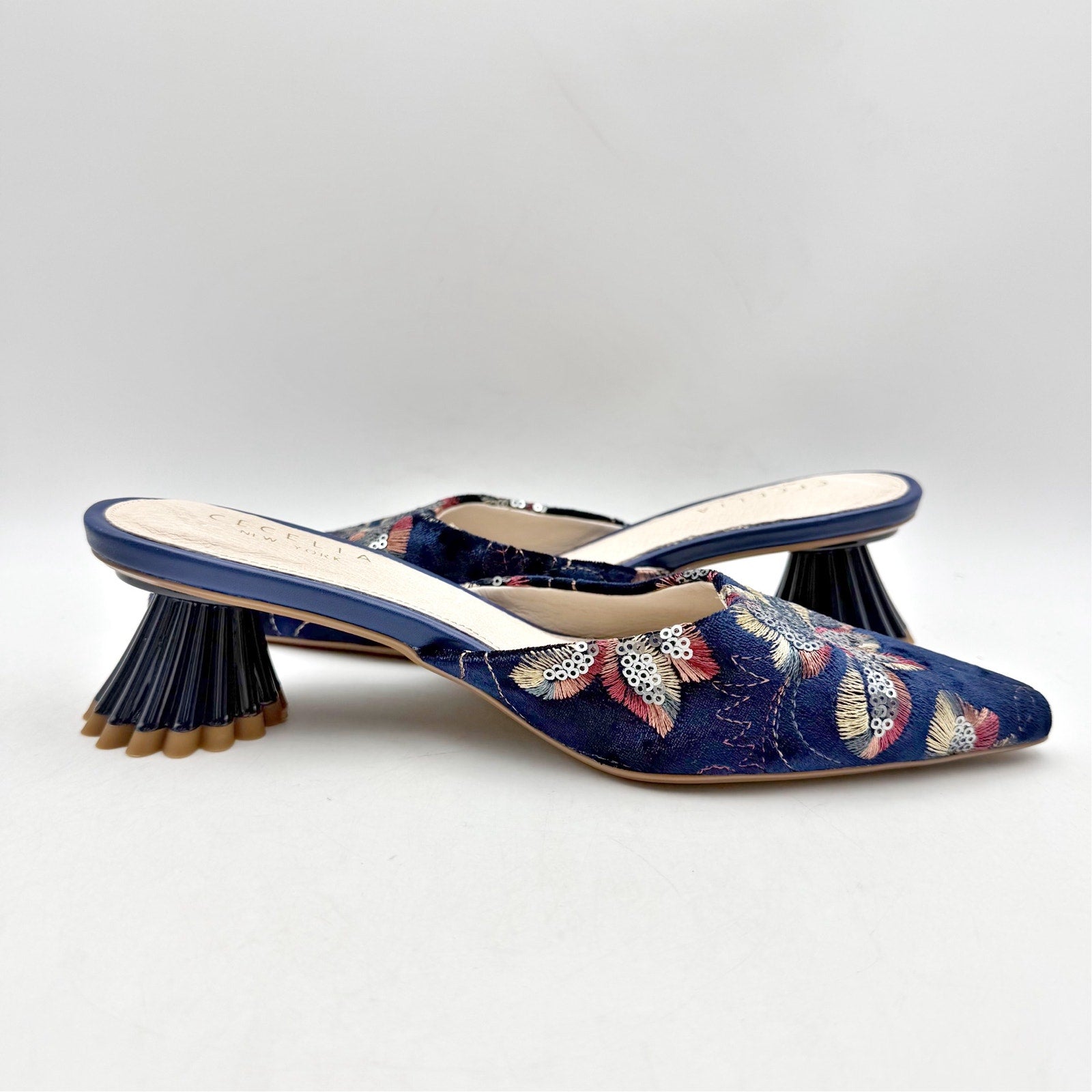 Cecelia New York Womens Melony Heeled Sandals US 6 Blue Sequins NWOB