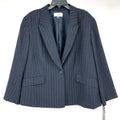 LE SUIT Single Button Suit Jacket 22W PLUS Blue Pinstripe Peak Lapel Blazer NWT