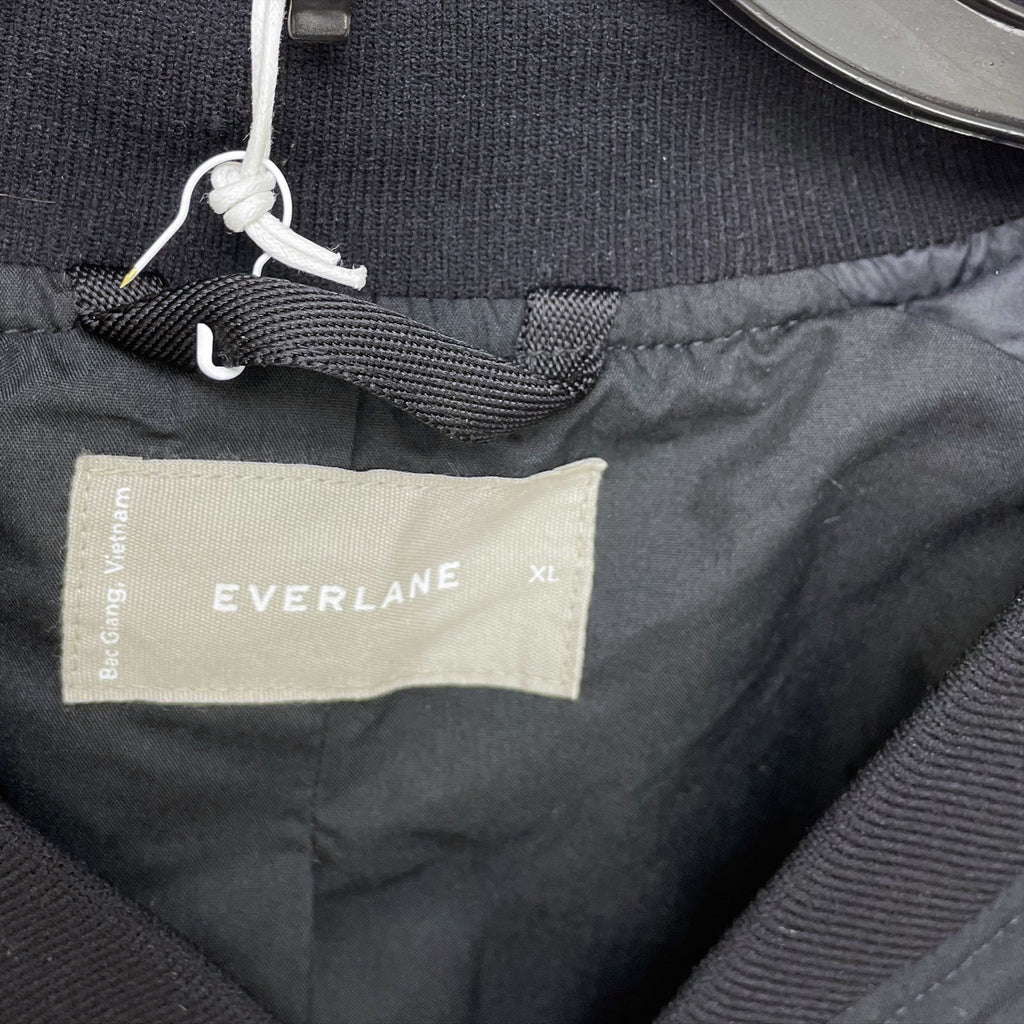 Everlane Womens Cotton Bomber Jacket XL Black Oversized Boxy NWT