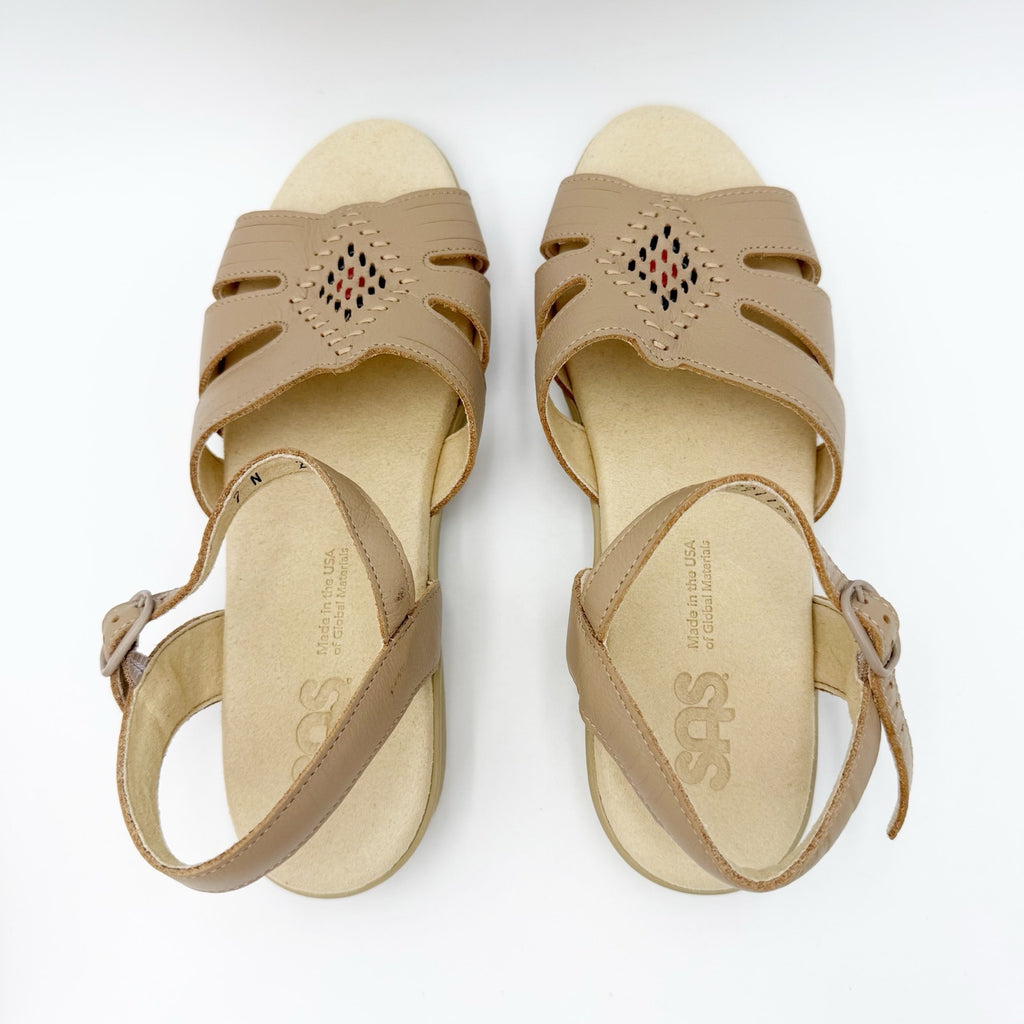 SAS Womens Huarache Sandals Size 7 NARROW Tan Leather Adjustable Strap NWOB