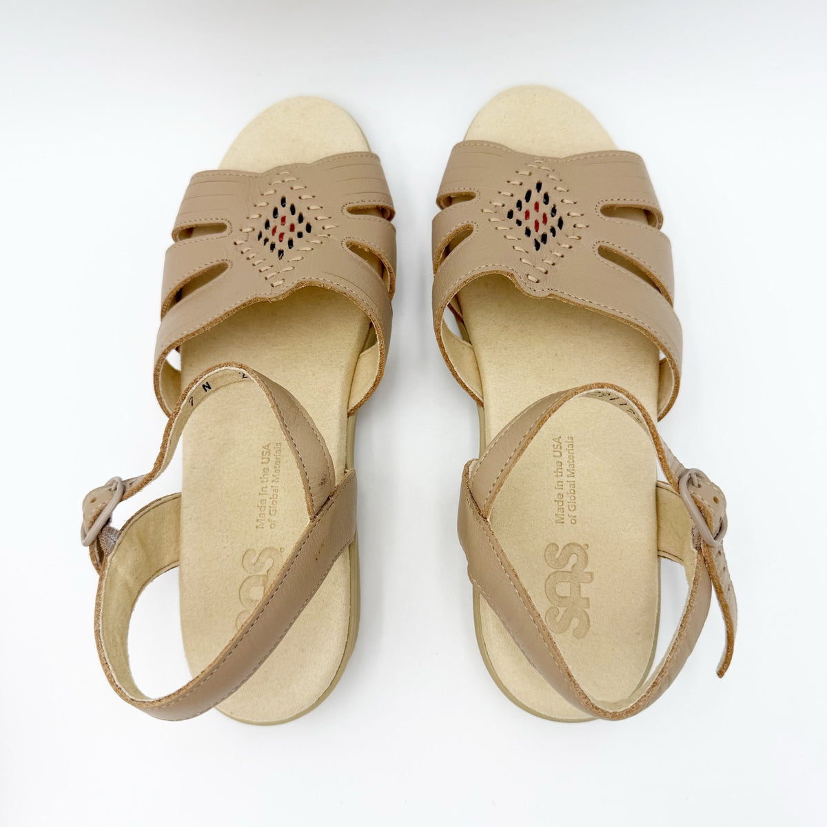 SAS Womens Huarache Sandals Size 7 NARROW Tan Leather Adjustable Strap NWOB