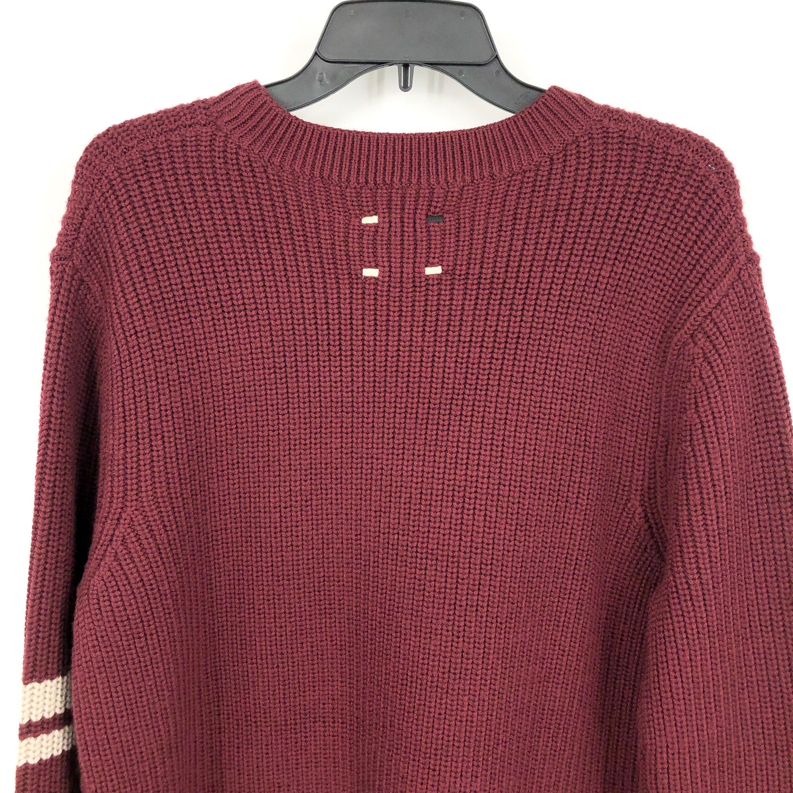 LABEL Men's Go-To Sweater XS Burgundy Red Putty Knit Crewneck MERINO WOOL NWT