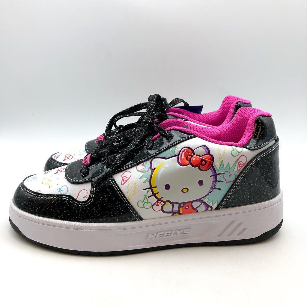 Heelys Hello Kitty Kama Sneakers BIG KIDS 7 Womens 8 WIDE Black White Wheels NIB