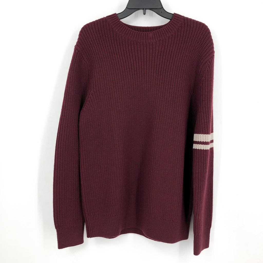 LABEL Men's Go-To Sweater XS Burgundy Red Putty Knit Crewneck MERINO WOOL NWT