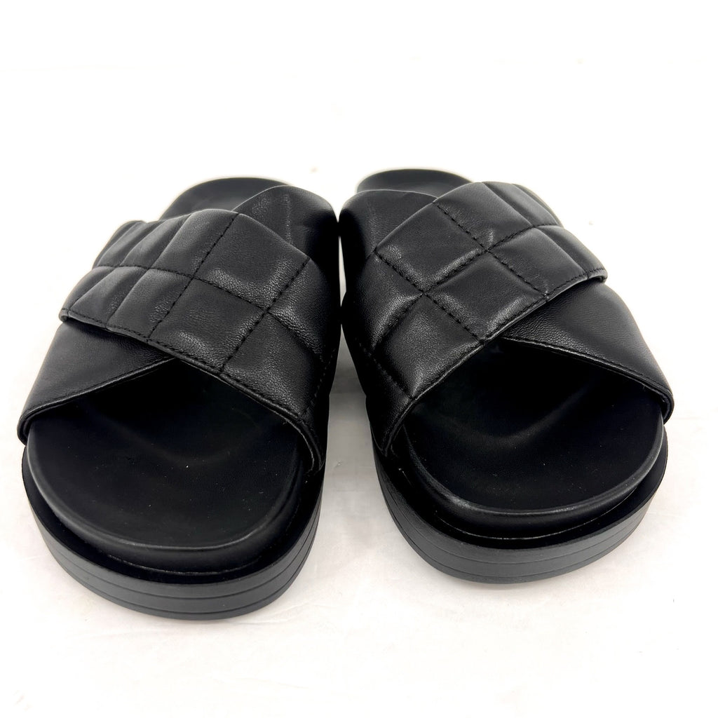 AEROSOLES Women's Lina Slide Sandals Size 6.5M Black Leather Lightweight NWOB