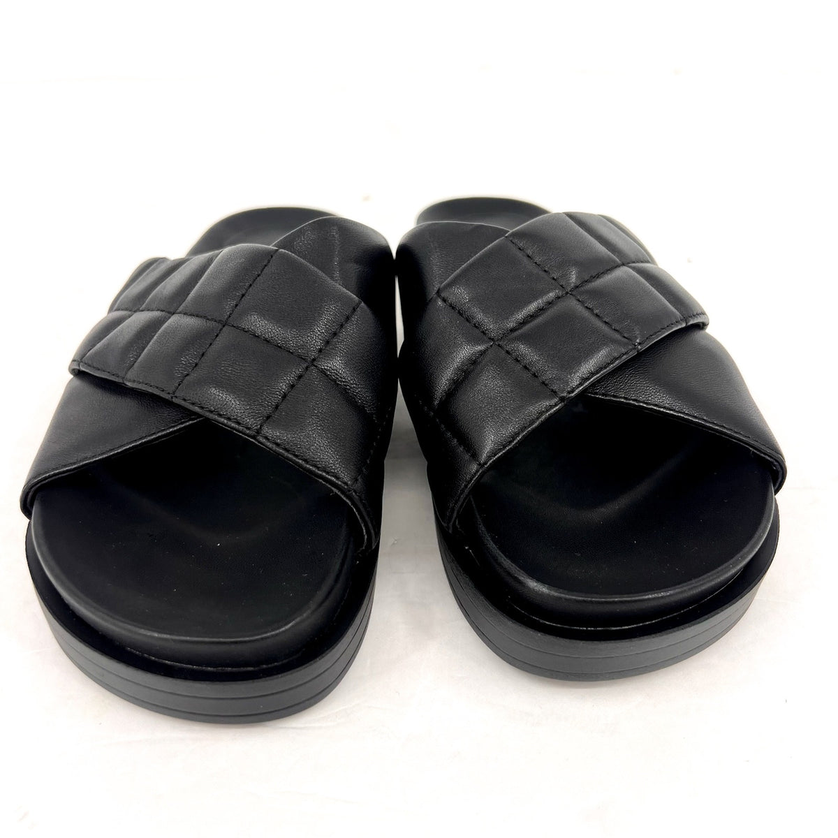 AEROSOLES Women's Lina Slide Sandals Size 6.5M Black Leather Lightweight NWOB