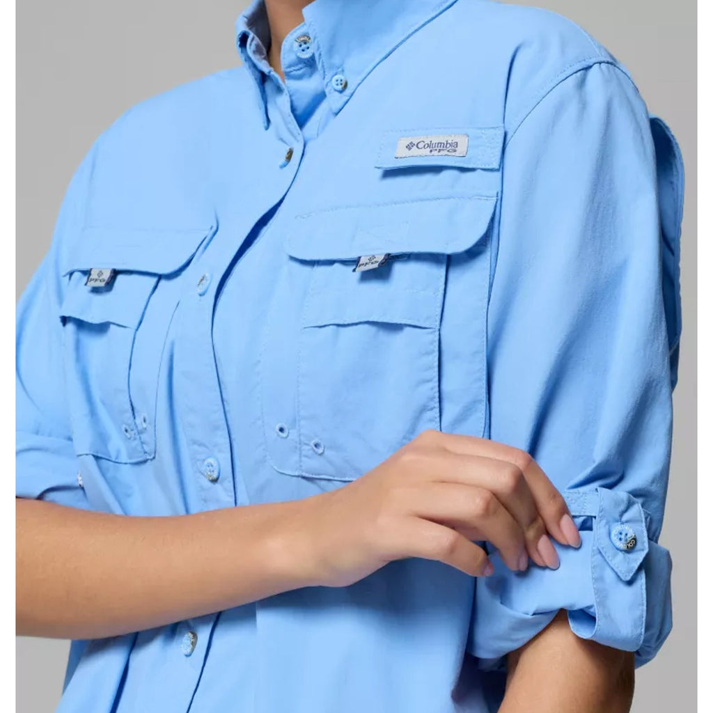 COLUMBIA Women's PFG Bahama II Shirt Large Blue Long Sleeve UPF 50 NWT