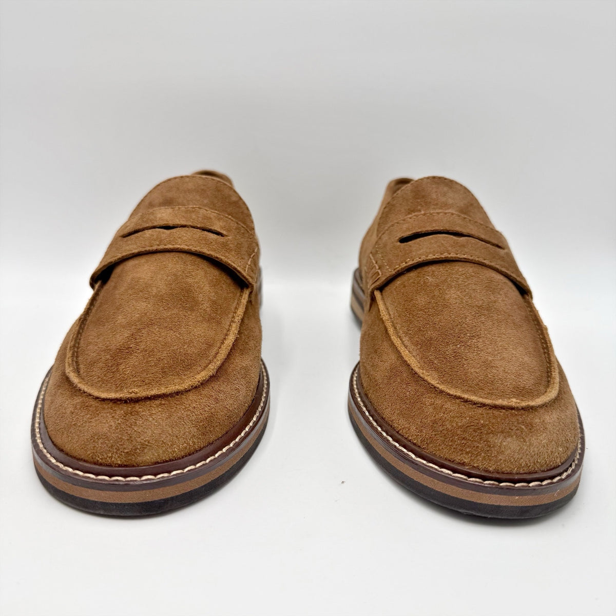 Crown Vintage Mens Aydrien Penny Loafers Size 9.5 M Tan Brown Suede NWOB