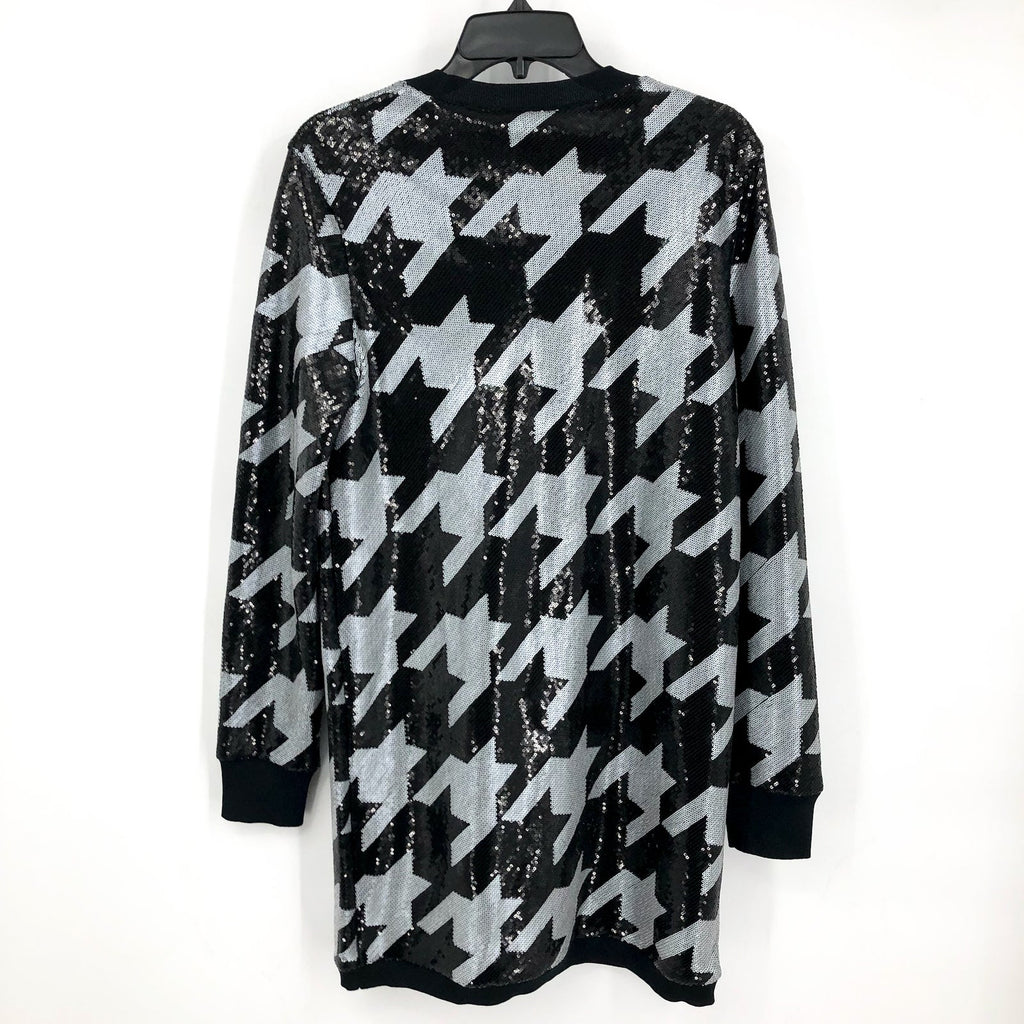 ALLSAINTS Juela Toni Sequin Check Mini Dress Medium Black White Long Sleeve NWT