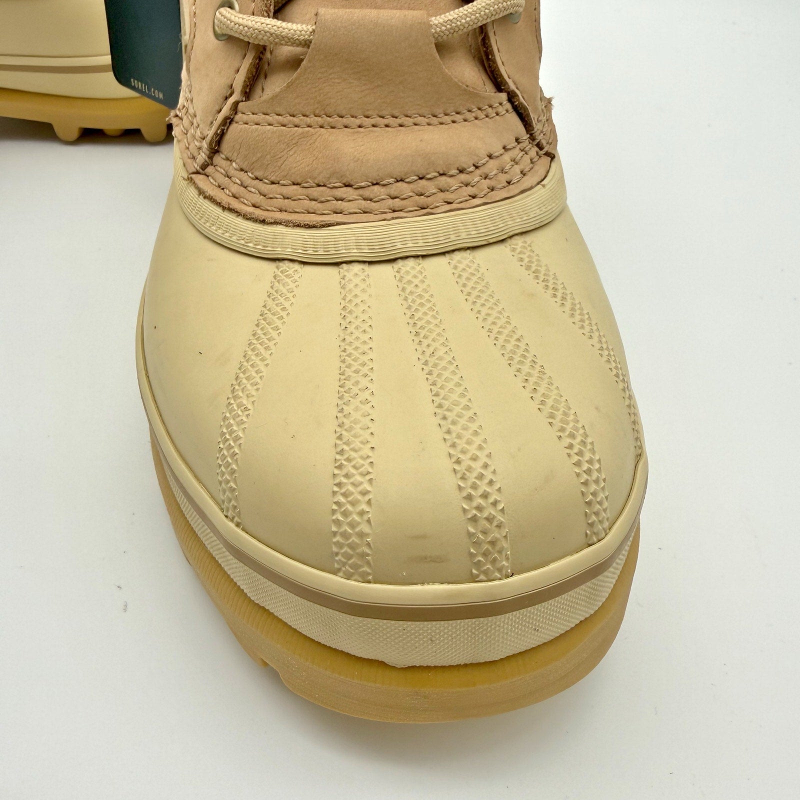 Sorel Womens Caribou Royal Winter Boots US 8.5 Tan Beige Canvas Waterproof NIB