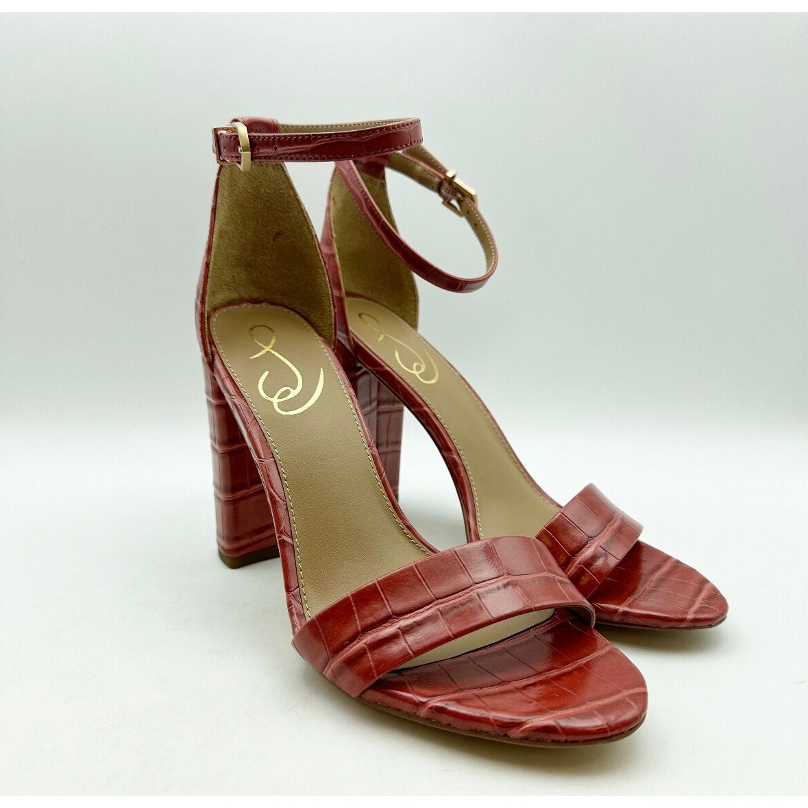 SAM EDELMAN Womens Yaro Dress Sandals Size 7 M Rosed Red Leather Heel NWOB