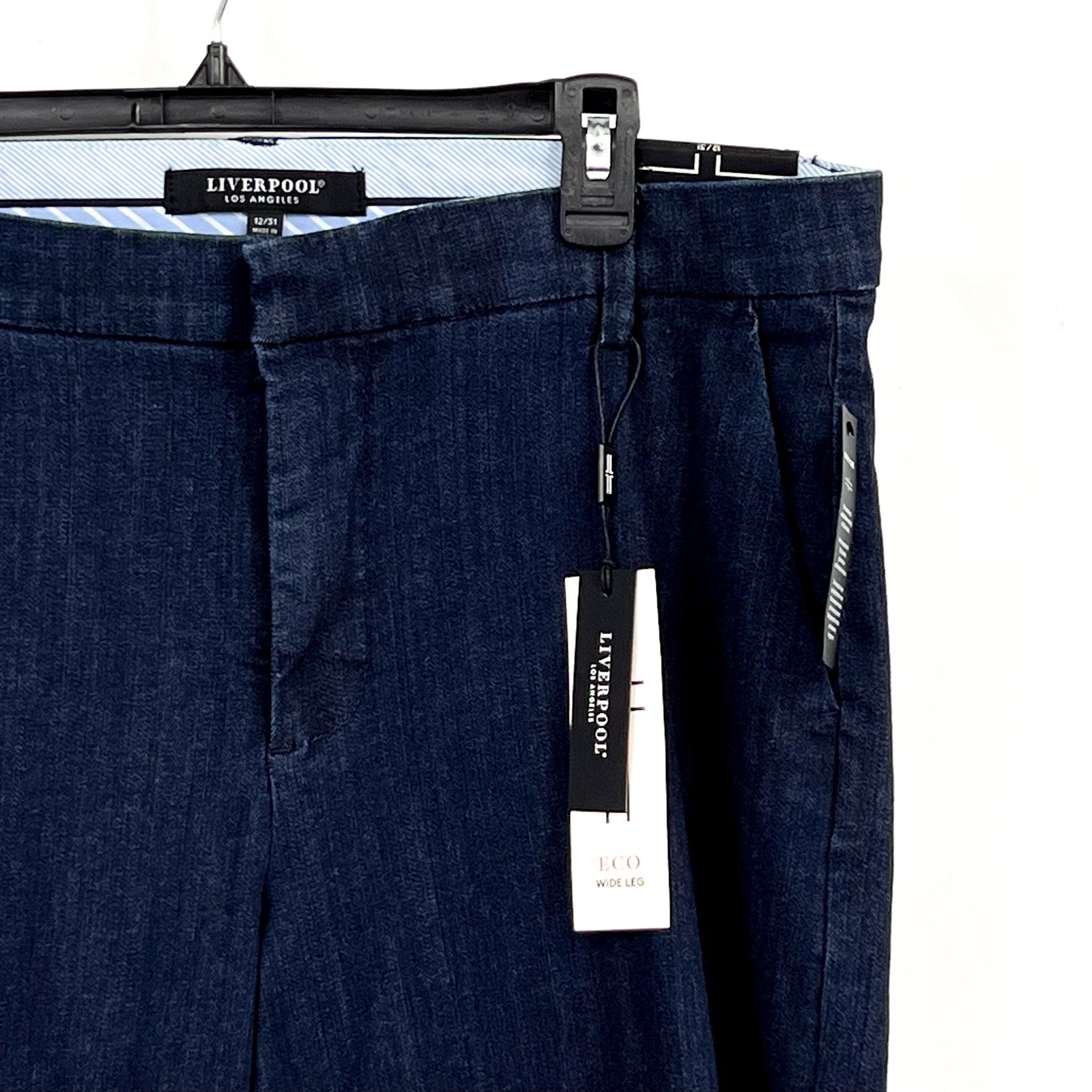 LIVERPOOL Womens Kelsey Wide Leg Trouser Jeans Size 12 Dark Blue Indigo NWT