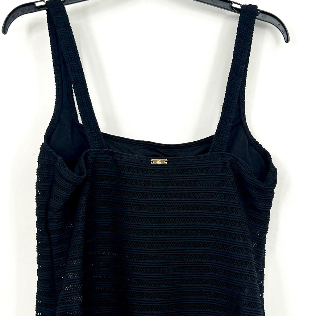 LAUREN RALPH LAUREN Ottoman One-Piece Swimsuit Size 16 Black Mesh Stripe NWT
