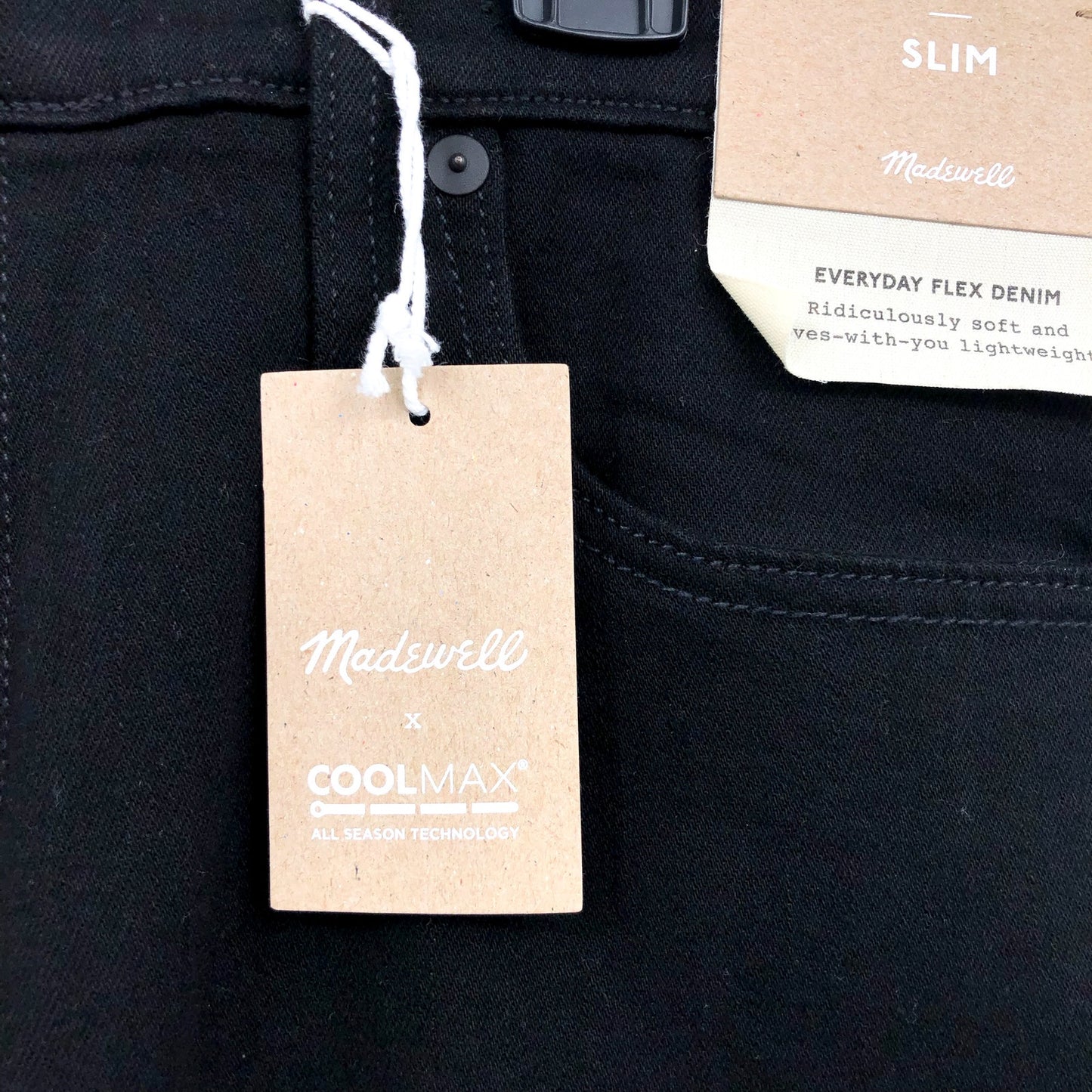 MADEWELL Men's Slim Jeans 38x30 Black Bainhart ND479 COOLMAX Denim NWT