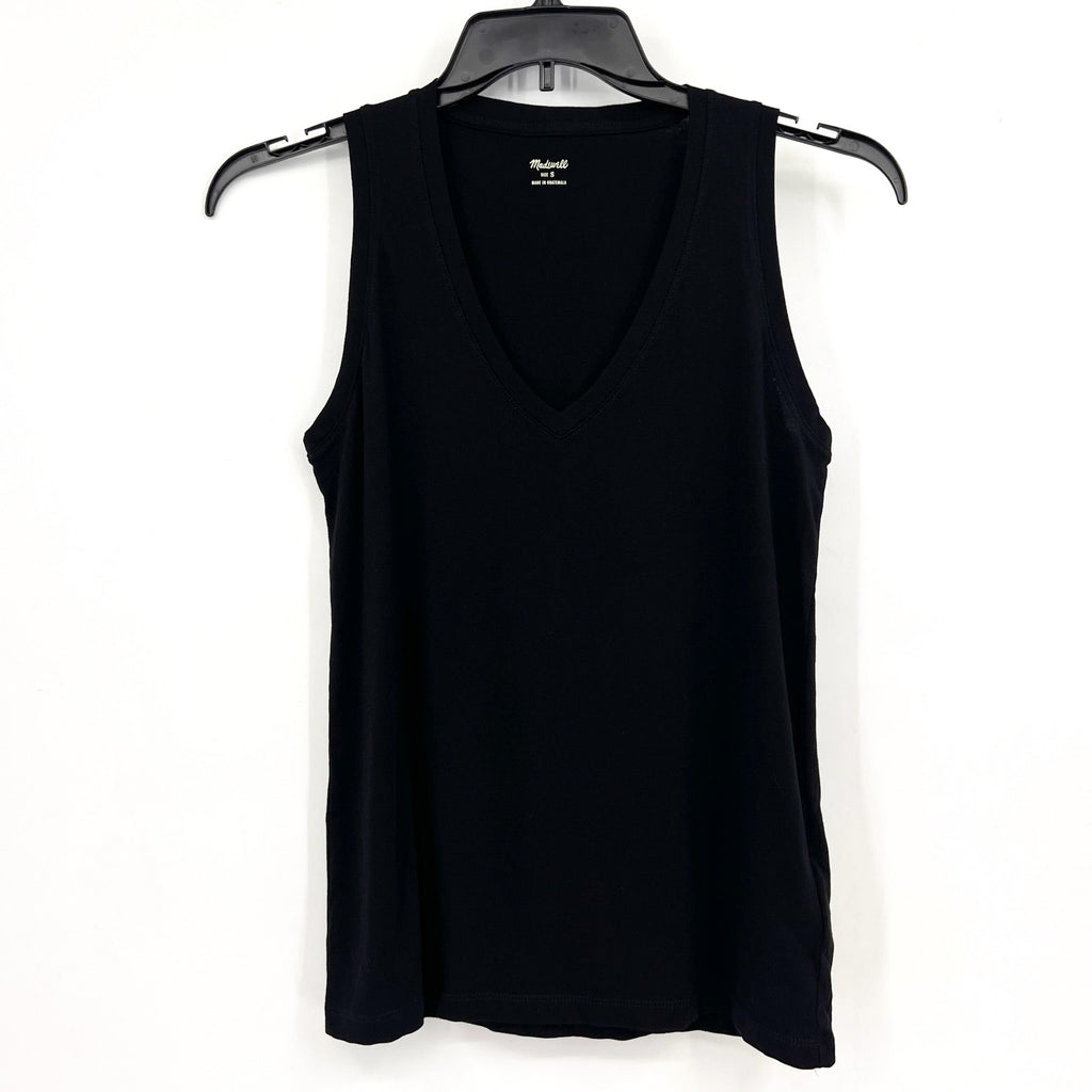MADEWELL Women's Northside V-Neck Tank Top Small Black Sleeveless NWT
