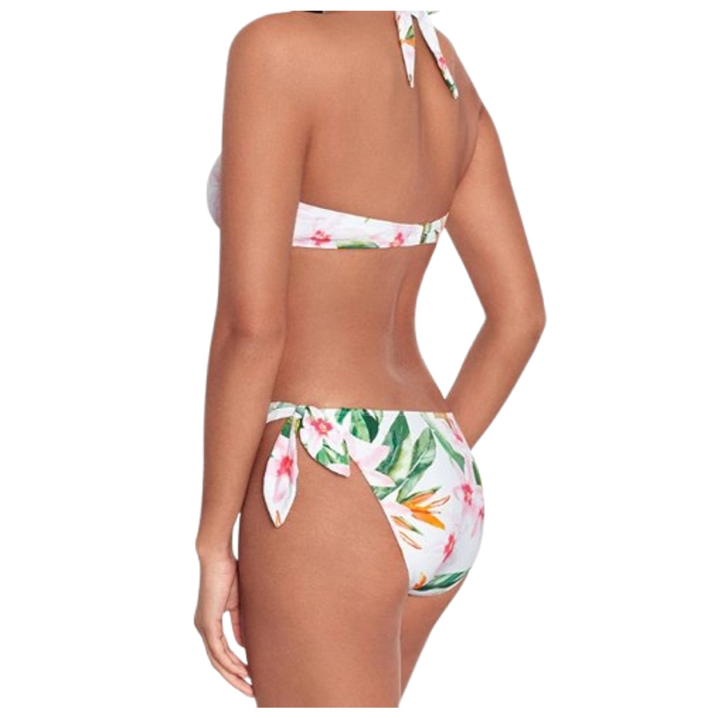 LAUREN RALPH LAUREN Hipster Bikini Bottom Size 8 White Pink Floral Side-Tie NWT