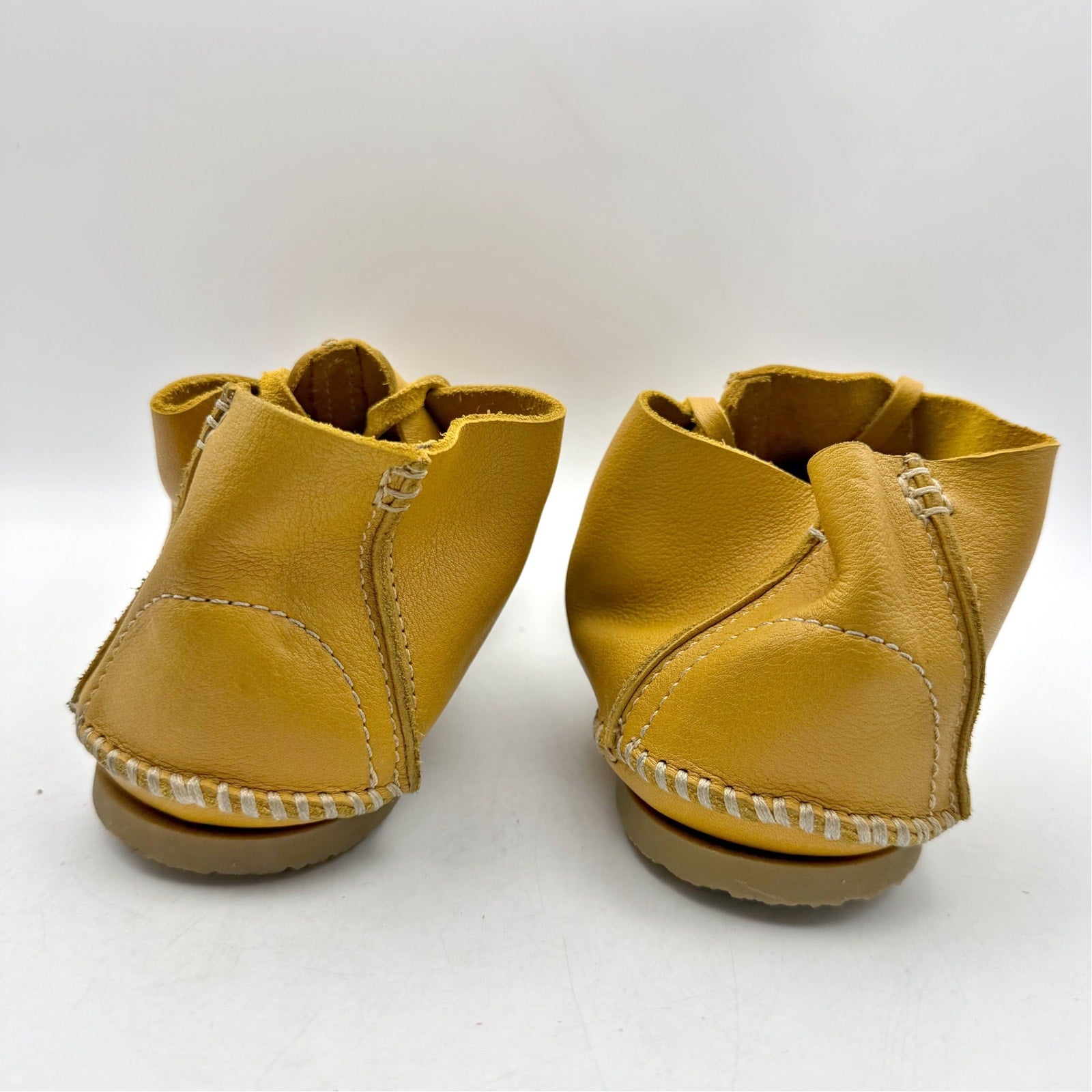 RE/DONE Womens Metal Oxford Shoes EU 37 US 7 Light Brown Yellow Leather NWOB