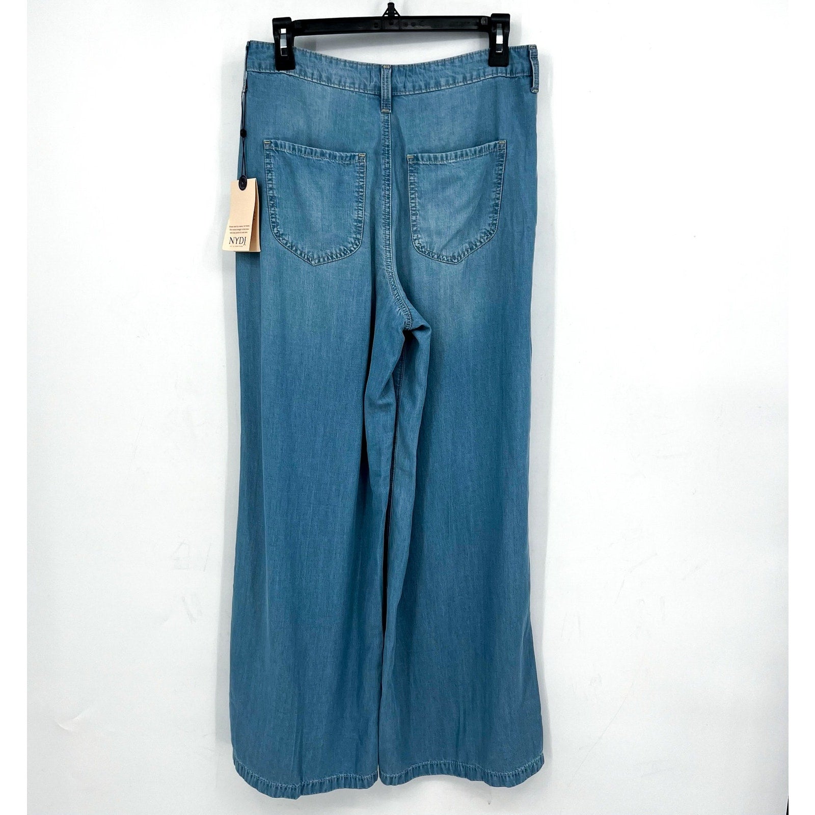 NYDJ Womens Whitney Pleated Trousers Pants Size 4 Blue Canary Beach Wide Leg NWT