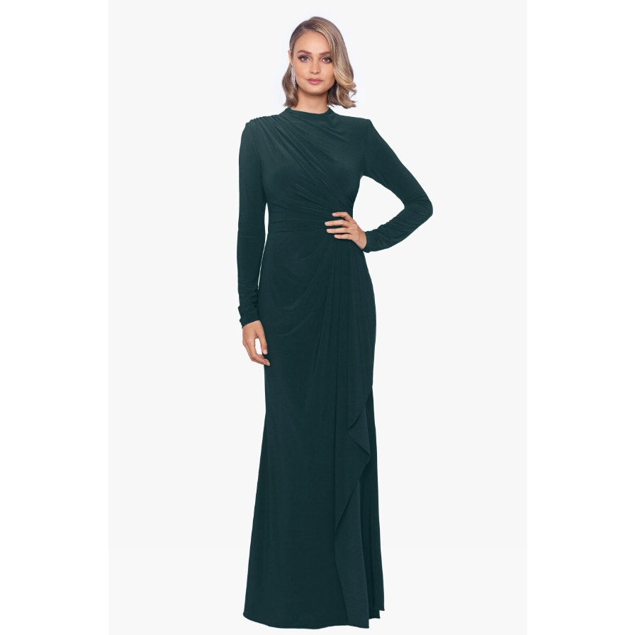 BETSY & ADAM Jeanette Long Sleeve Stretch Knit Dress Size 16 Forest Green NWT