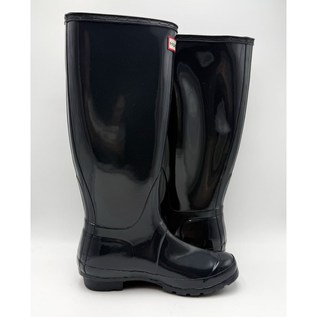Hunter Womens Original Tall Gloss Rain Boots US 7 EU 38 Black Waterproof NWOB