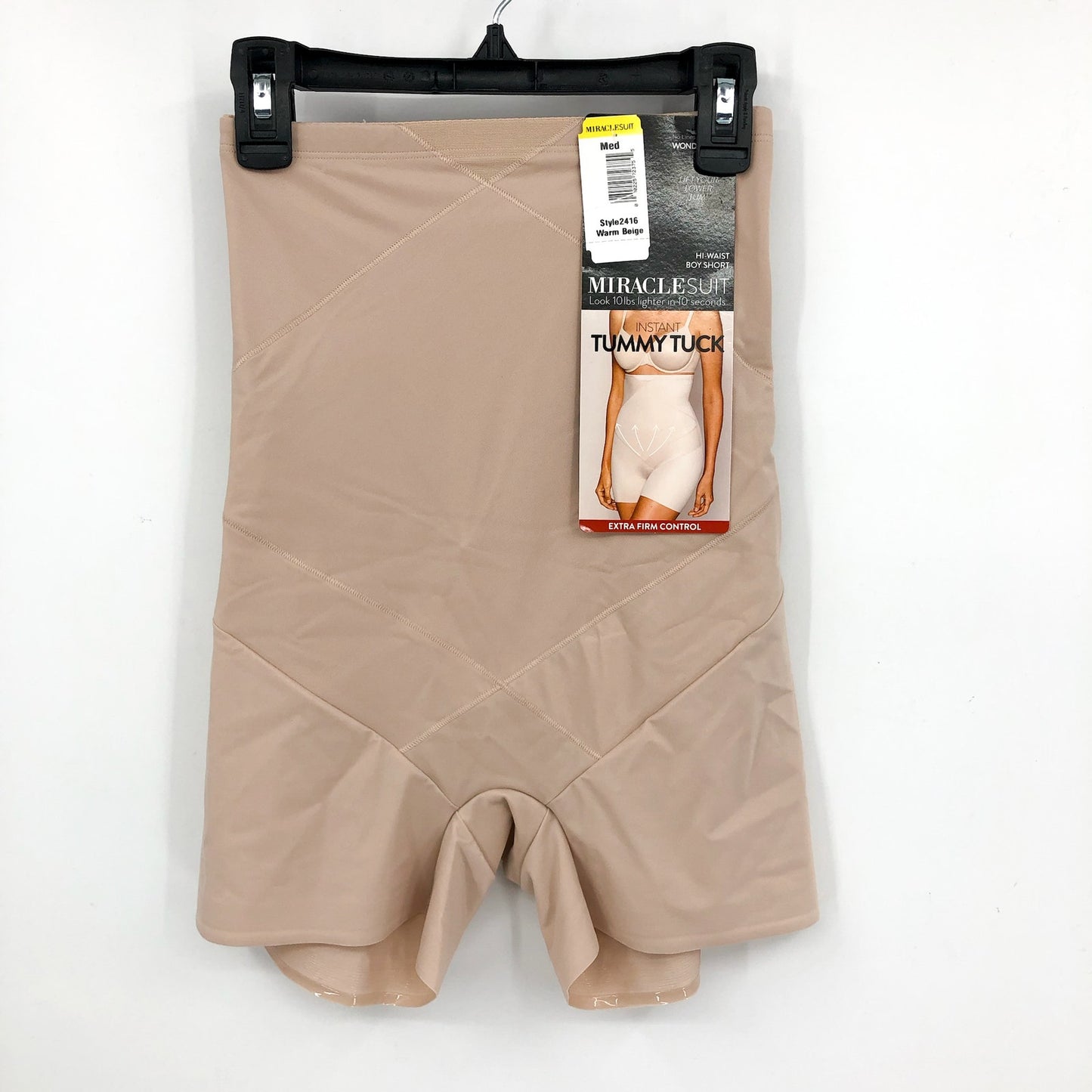 MIRACLE SUIT Instant Tummy Tuck High-Waist Boyshort Medium Warm Beige NWT