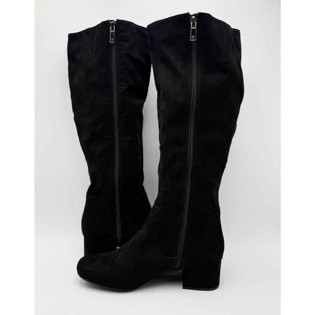 Kenneth Cole Reaction Womens Road Tall Boots Size 8 EU 39 Black Faux Suede NWOB