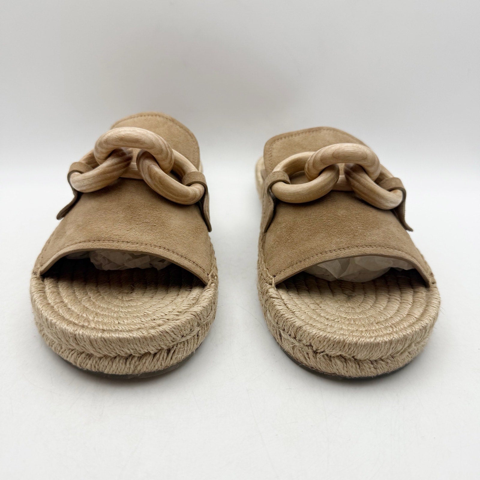 Pedro Garcia Womens Journey Slide Sandals EU 39.5 US 9.5 Tan Beige Leather NWOB