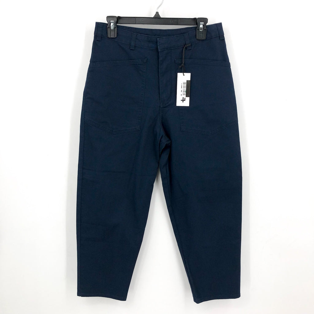 LABEL Womens Go-To Pants Small Navy Blue Relaxed Fit High Rise Crop Pockets NWT