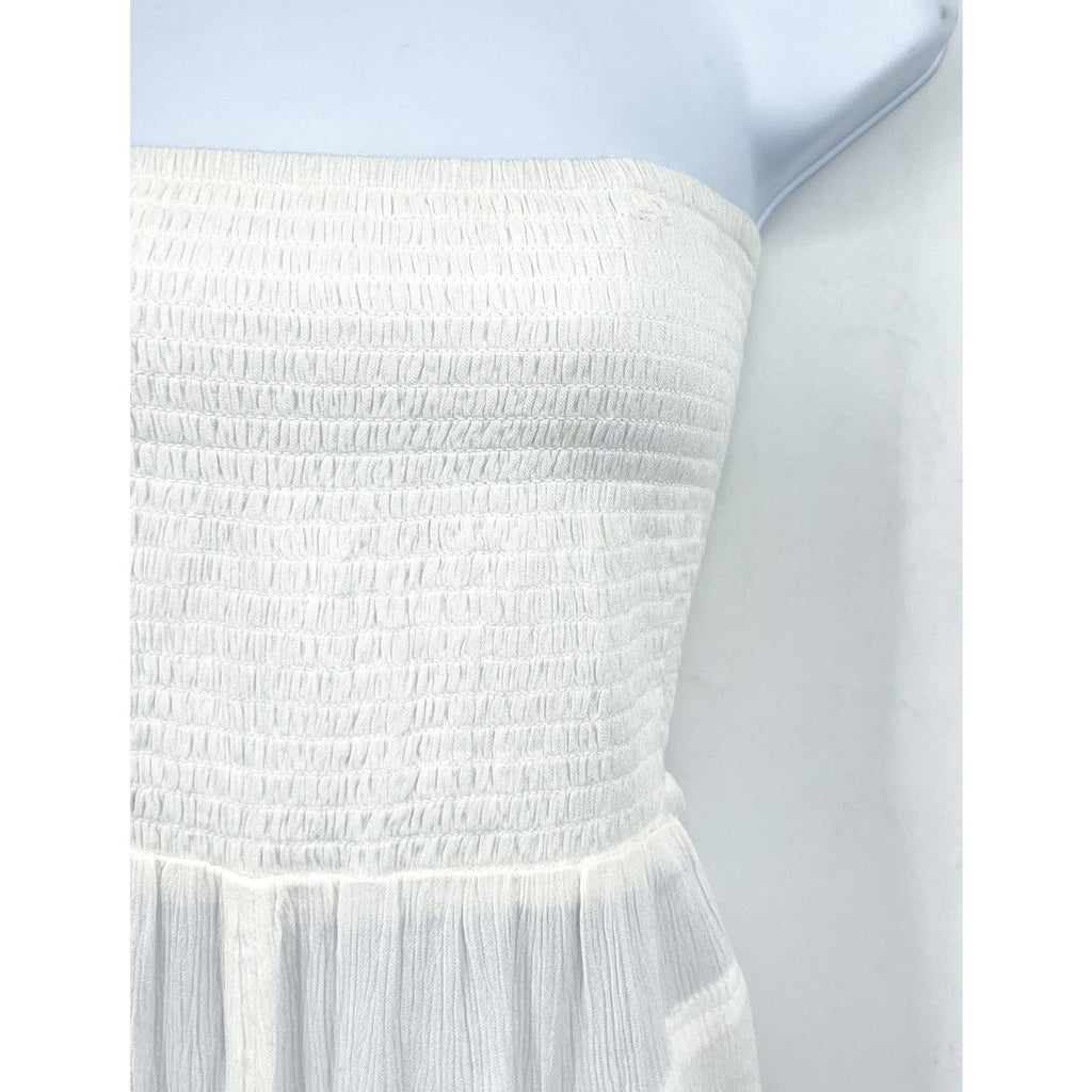 PRANA Women's Fernie Smocked Strapless Jumpsuit Small White Sleeveless NWT
