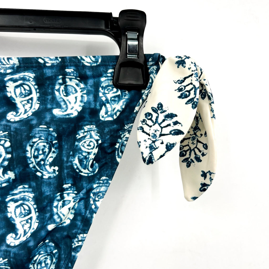LAUREN RALPH LAUREN Hipster Bikini Bottom Size 14 Blue Print Side-Tie NWT