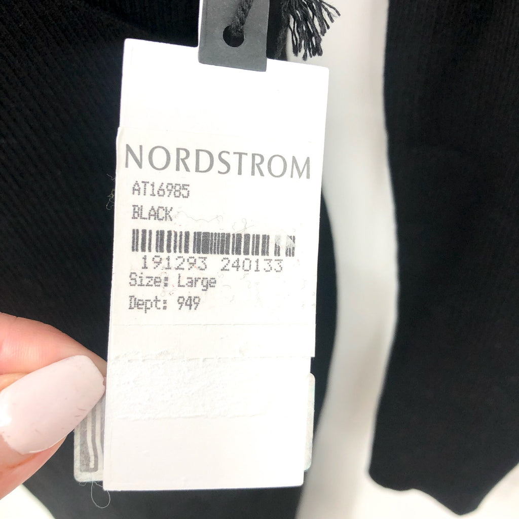 ASTR The Label Cross Front Slit Long Sweater Dress Large Black Knit VNeck NWT