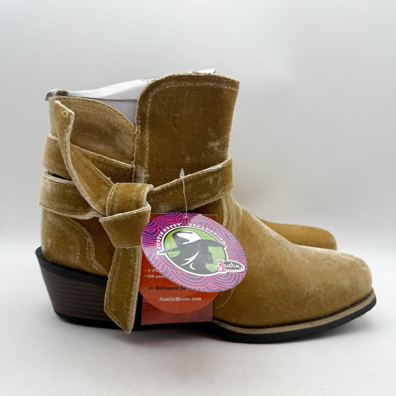 Justin Boots Womens Elana Ankle Bootie US 9 B Brown Velvet NWT