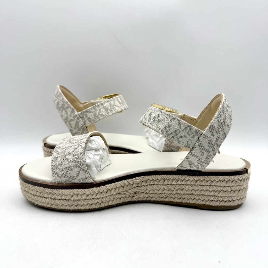 Michael Kors Womens Richie Espadrille Platform Wedge Sandals US 5.5 White NIB