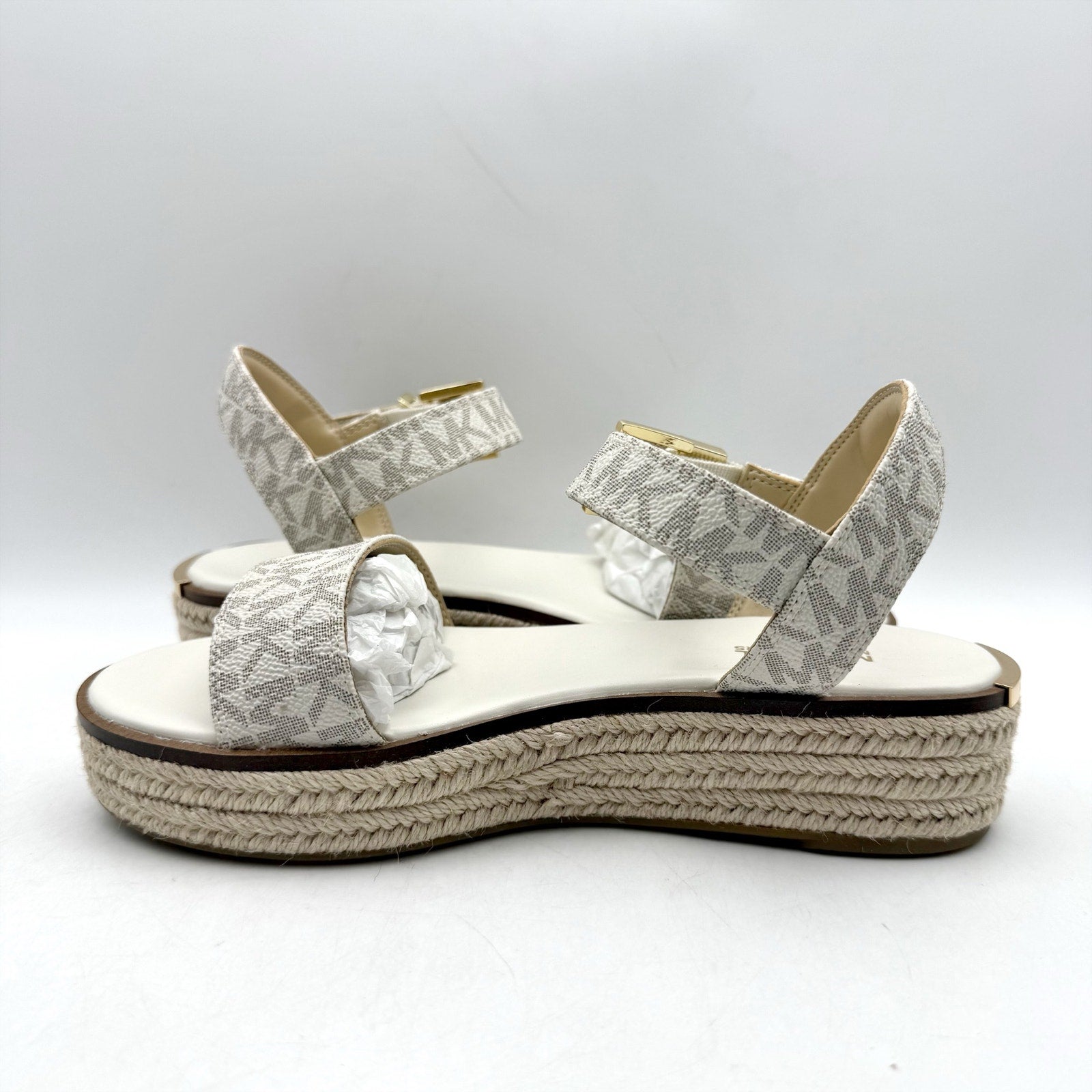 Michael Kors Womens Richie Espadrille Platform Wedge Sandals US 5.5 White NIB