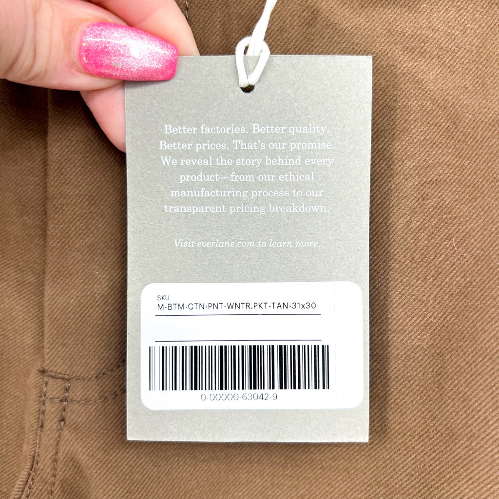 EVERLANE Men's Slim Fit 5-Pocket Pants 31x30 Tan Ochre Chino NWT