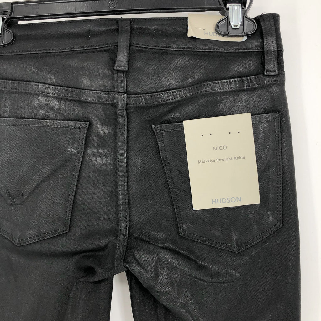 HUDSON JEANS Nico Straight Ankle Jeans Size 24 Coated Black Beauty NWT