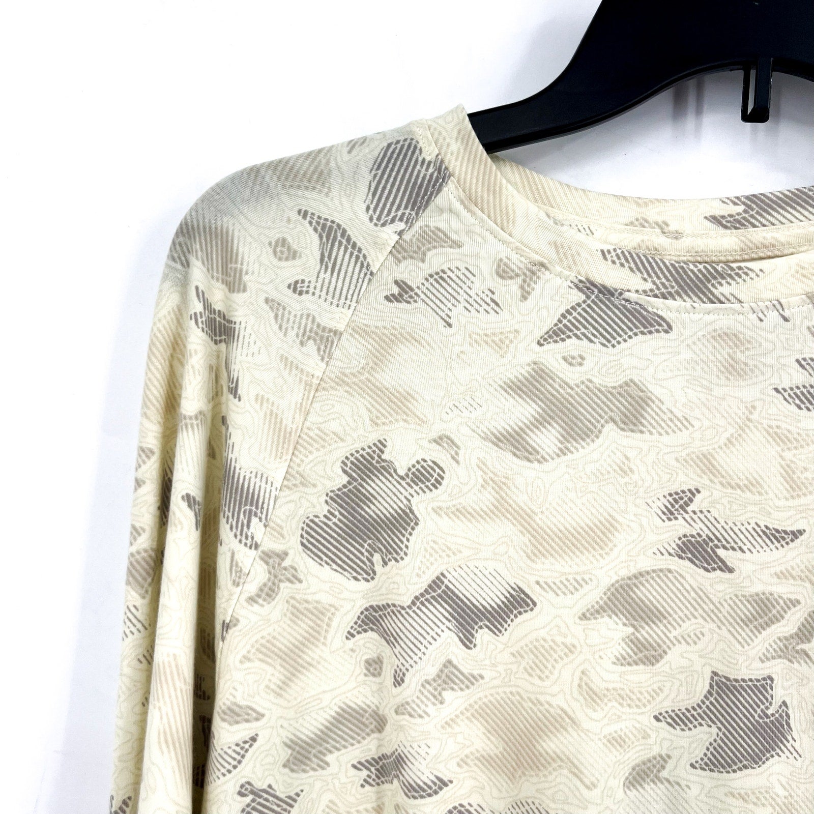 COLUMBIA Womens PFG Uncharted Knit Long Sleeve Shirt XL Stone Grey Cream NWT