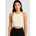 ACTIVE CASHMERE Women's Cashmere Crop Tank Top XL Cream Racerback NWT
