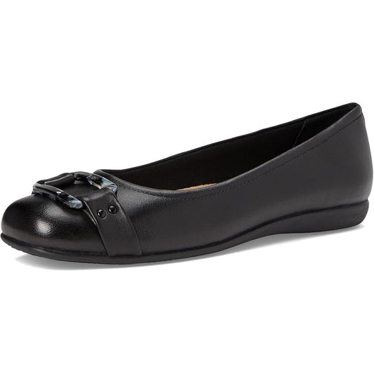 Trotters Womens Sizzle Signature Flat US 8.5 WW EU 39 Black Leather Slip On NIB