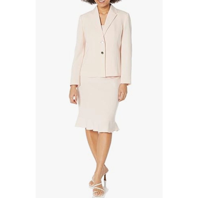 LE SUIT Contrast Button Suit Jacket 6 PETITE Light Blossom Pink Notch Blazer NWT