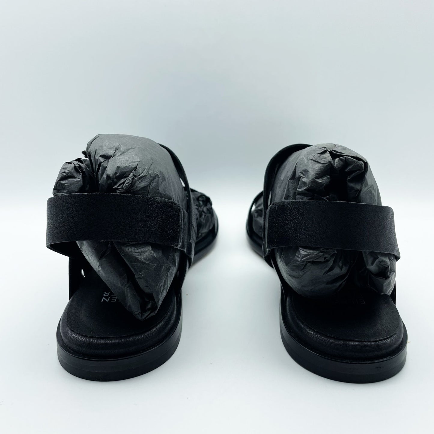 Eileen Fisher Womens Kanza Sandal US 11 Black Tumbled Leather Double Strap NWOB