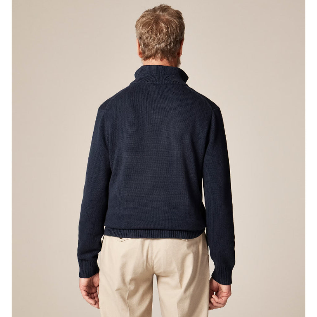 J.Crew Mens Heritage Cotton Half-Zip Sweater Large Navy Blue BT793 NWT